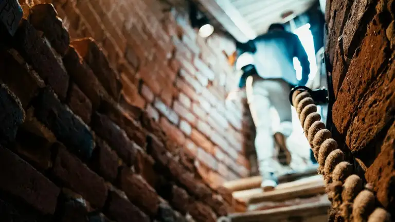 Smal indvendig trappeopgang i Gåsetårnet